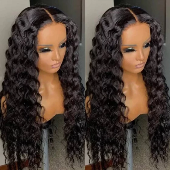4x4 Deep Wave Lace Closure Wigs Human Hair 180% Density Lace Front Human Hair HD Lace Curly Wigs